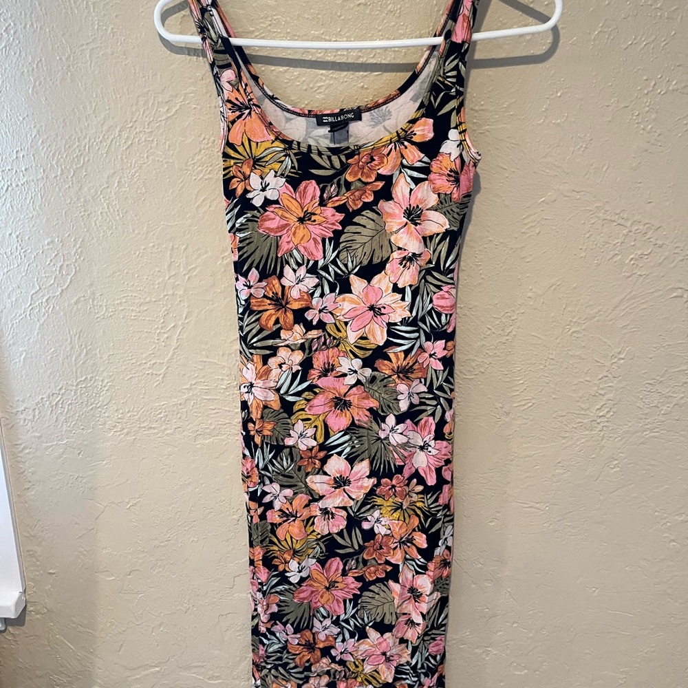 Billabong Black and Pink Floral Maxi Dress